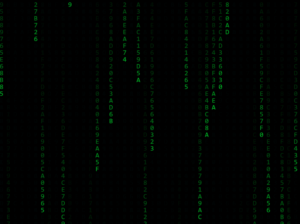 Fond d'écran animé de style Matrix en HTML, CSS et JavaScript